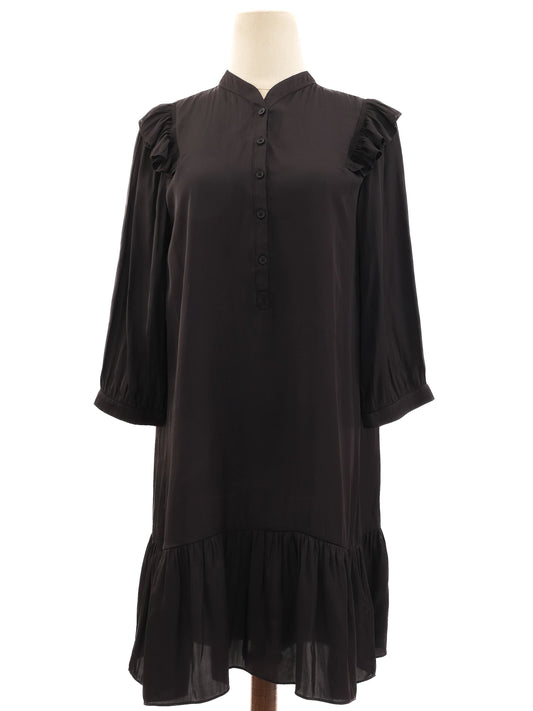 Excellent Zadig&Voltaire Black Dress XS Ruffled Long Sleeve
