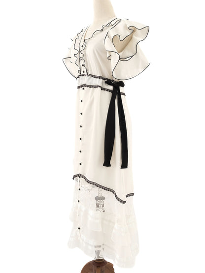 Self-Portrait White Dress with Black Details Size S Excellent Condition