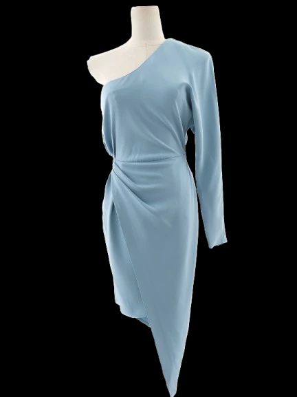 excellent elisabetta franchi light blue one-shoulder dress women