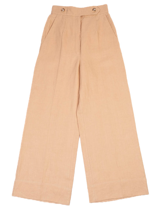 Excellent Sportmax Orange Cotton Wide-Leg Pants Size S