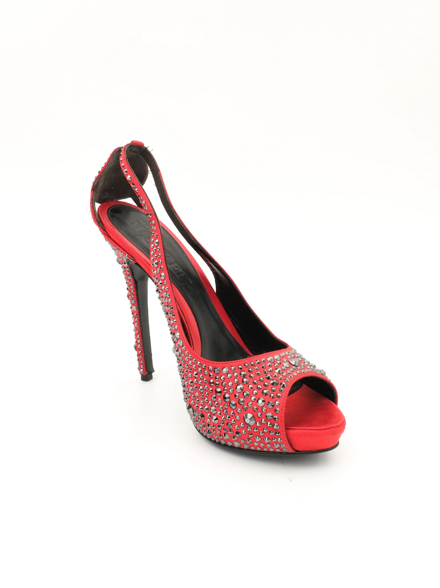 excellent alexander mcqueen red leather high heel shoes size 40