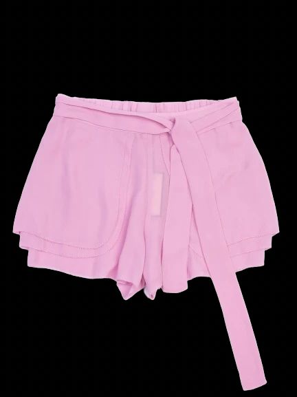 new by malene birger pink polyester shorts with tie belt size xs