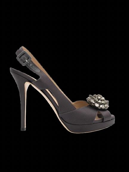 excellent valentino black high-heeled slingback shoes size 40