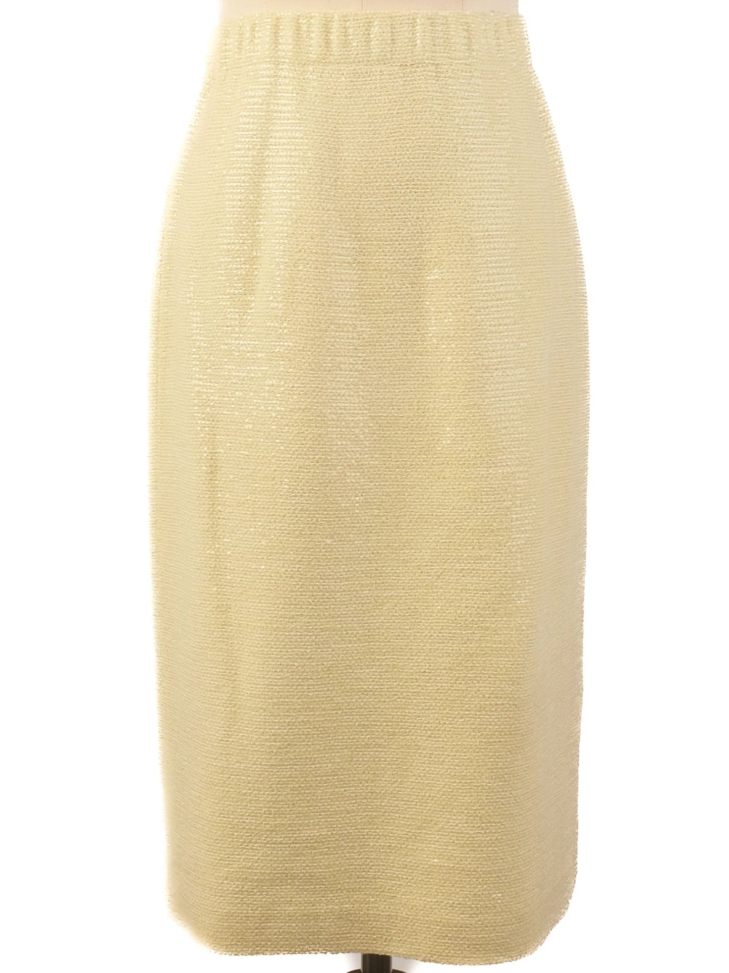excellent st. john yellow wool women's suit jacket & skirt set
