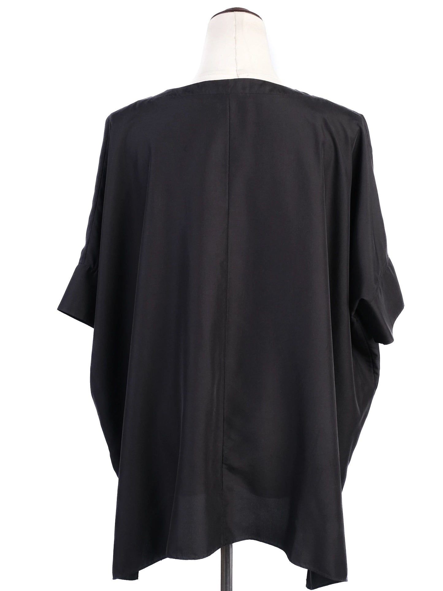 excellent cos black silk v-neck top size m wide sleeves