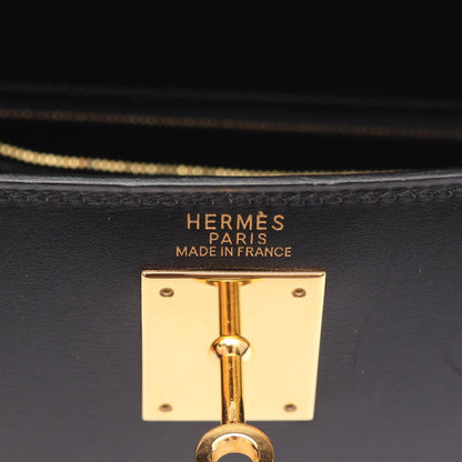 Hermes Kelly 32 Handbag Black Box Calfskin Calfskin (cowhide)