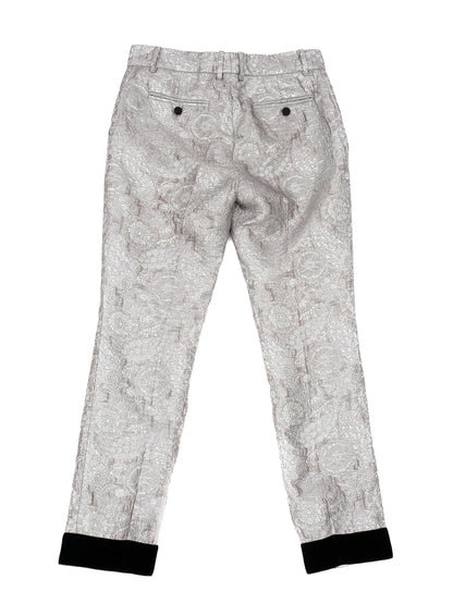 Excellent Gucci Gray Floral Patterned Pants Size M Made in Italy