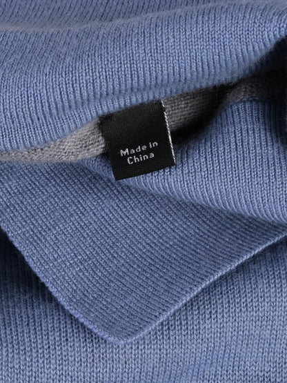 Excellent Vince Blue Wool Long Sleeve Polo Shirt Size XL