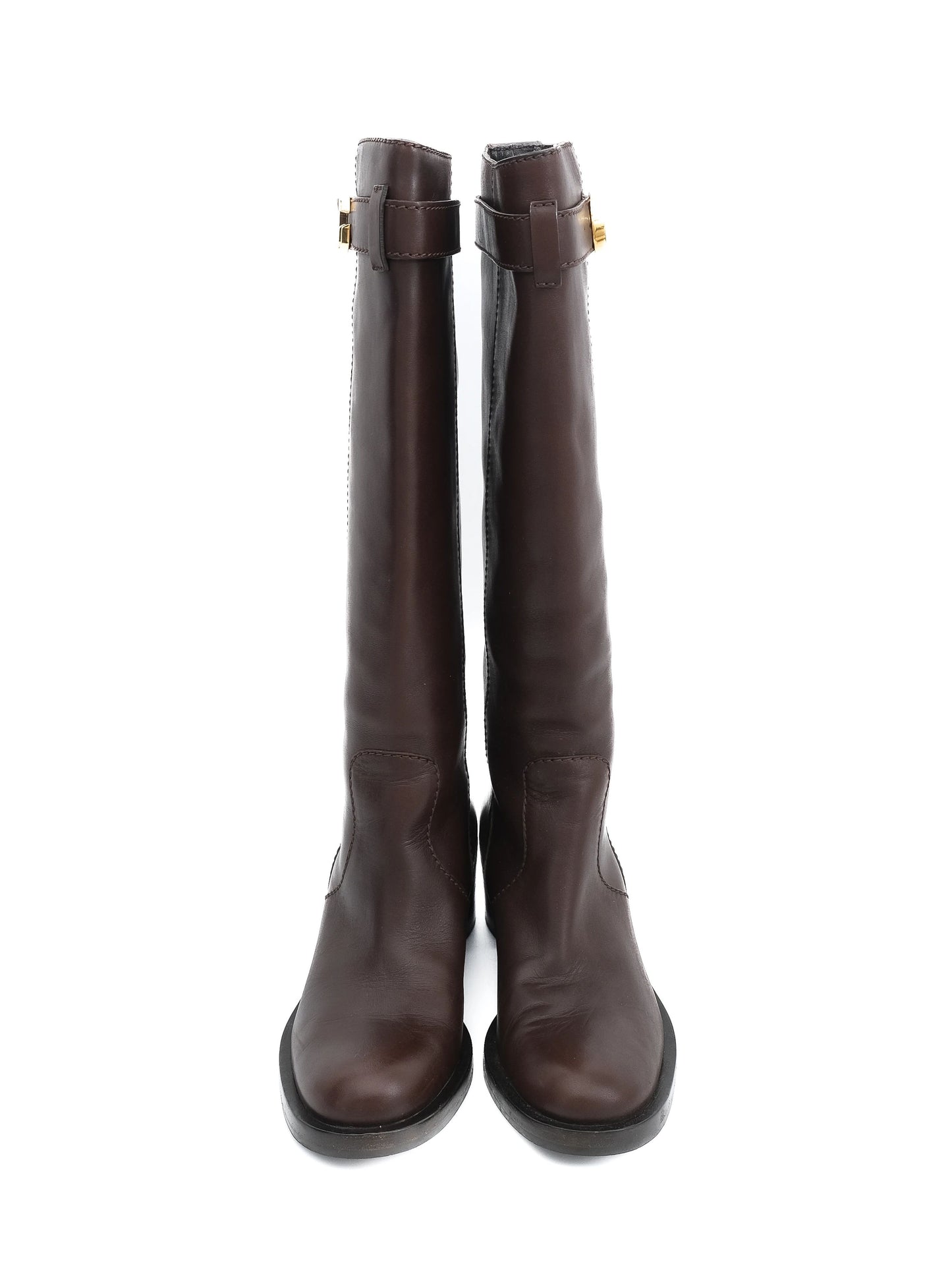 excellent gucci orange leather knee-high boots size 36.5