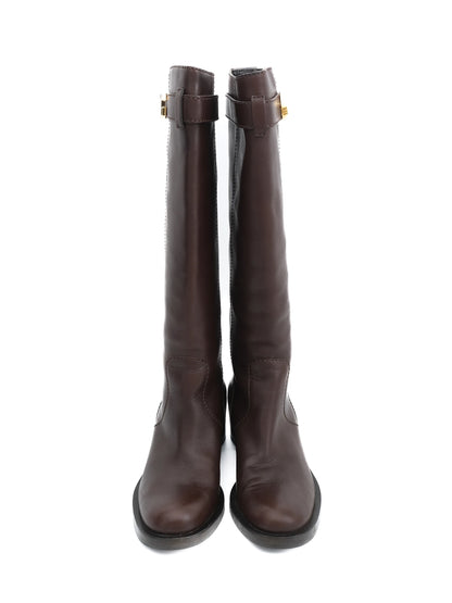 Excellent Gucci Orange Leather Knee-High Boots Size 36.5