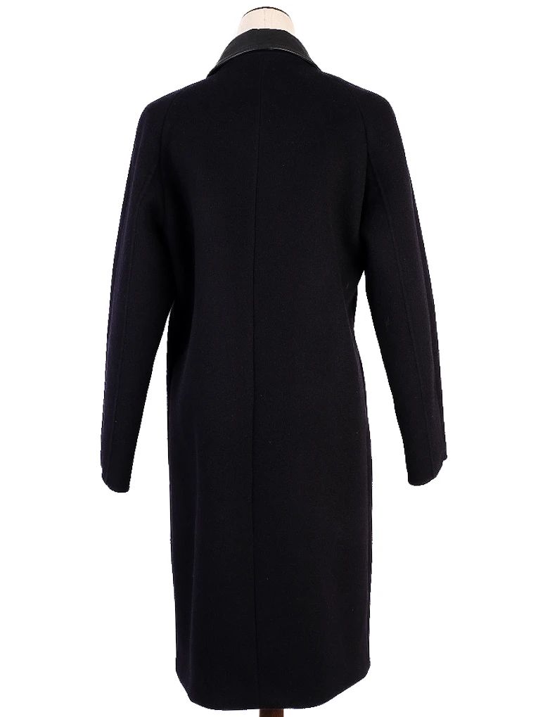 new sandro black wool overcoat with contrast collar size s