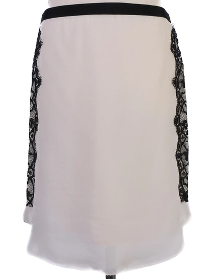 NEW By Malene Birger White Silk Skirt with Black Lace Size XS
