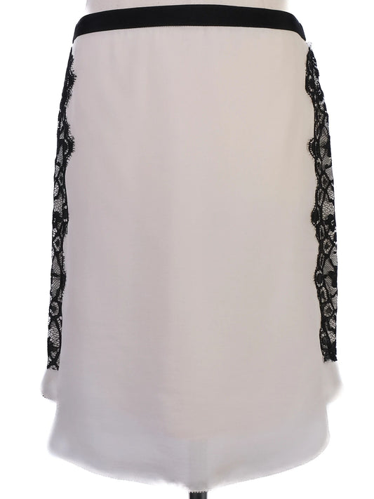 NEW By Malene Birger White Silk Skirt with Black Lace Size XS