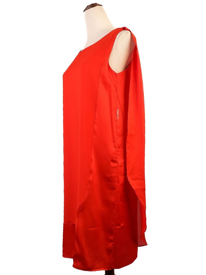 good armani jeans red sleeveless dress m polyester asymmetrical design
