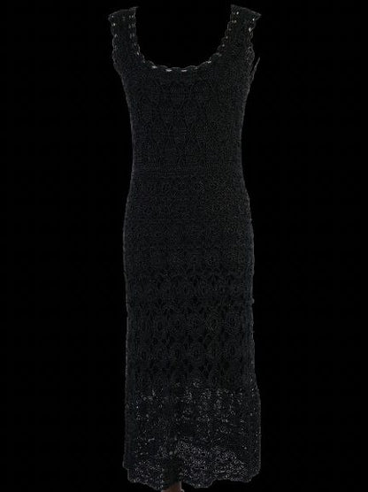 Excellent Laurel Black Crochet Dress with Shawl Size S