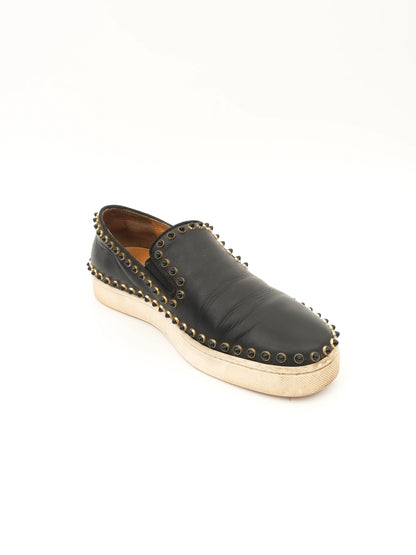 Christian Louboutin Black Leather Slip-On Sneakers Size 39