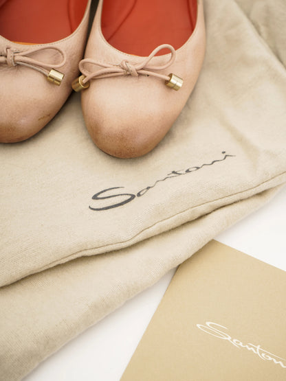 Excellent Santoni Pink Leather Ballet Flats Size 36.5