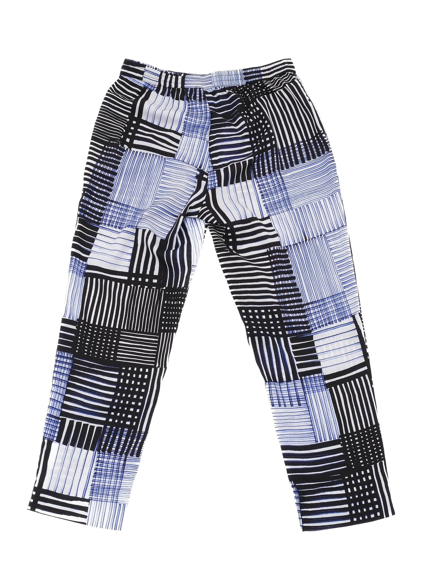 excellent dkny women's top m black white blue geometric pattern