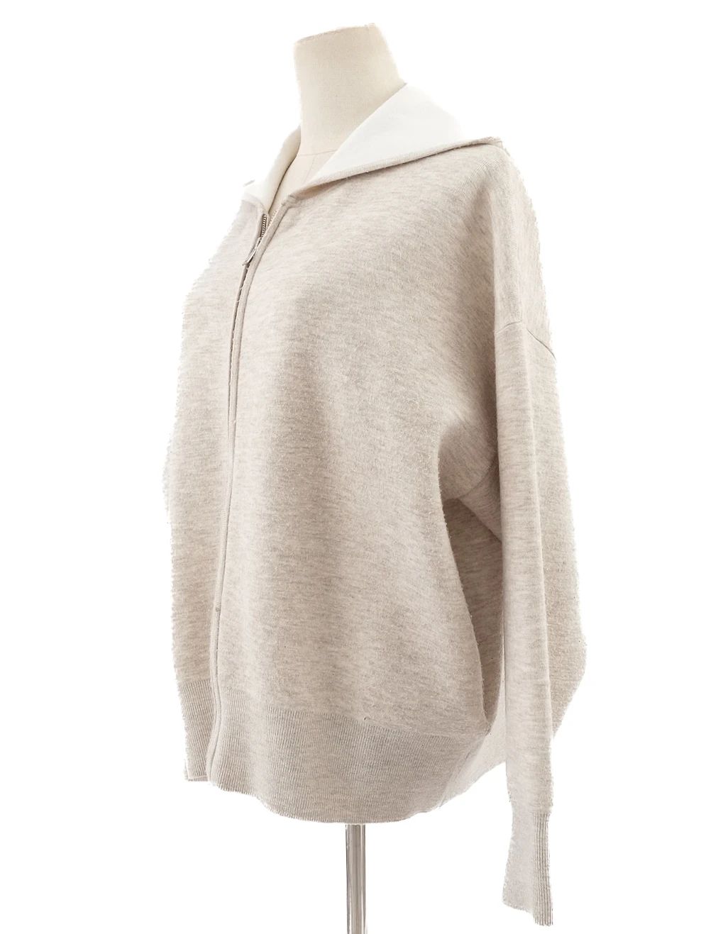 good sandro gray wool zip-up hoodie size l with unique design