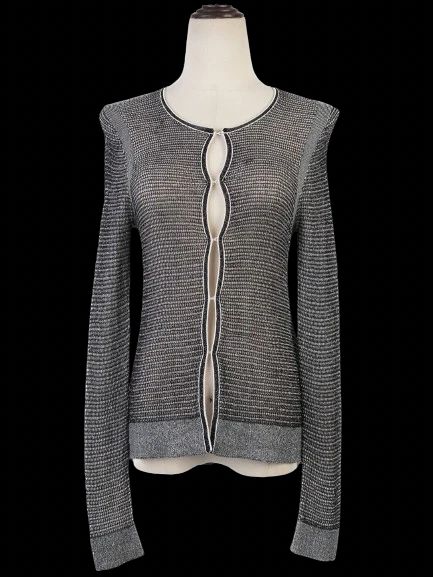 excellent maje gray knitted long sleeve top size xs sheer viscose