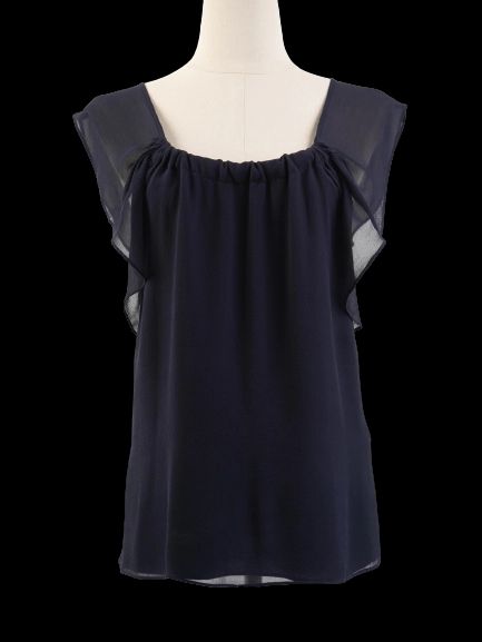 excellent armani exchange blue silk blouse size s with ruffles