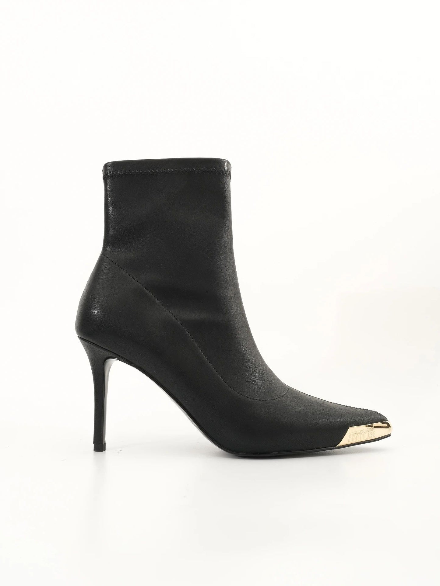 new versace jeans black leather high-heeled ankle boots size 38