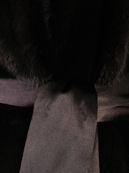 Perfect Blackglama Black Fur Coat with Belt Size S