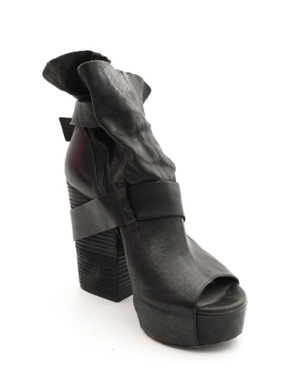 Vic Matie Women's Black Leather Platform Ankle Boots Size 36