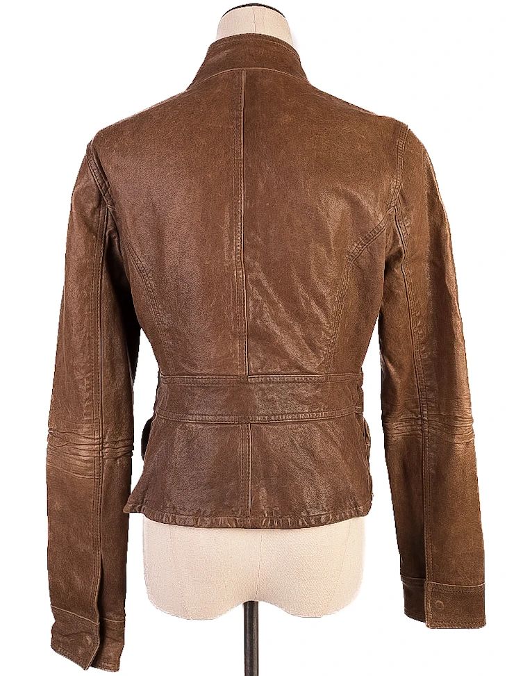 excellent haute hippie orange leather jacket size m