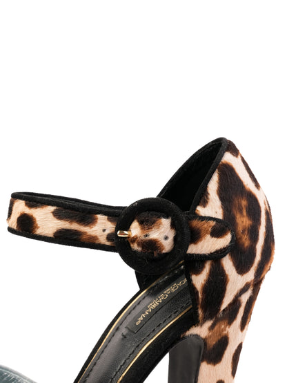 Excellent Dolce Gabbana Leopard Print High-Heeled Platform Shoes Size 39