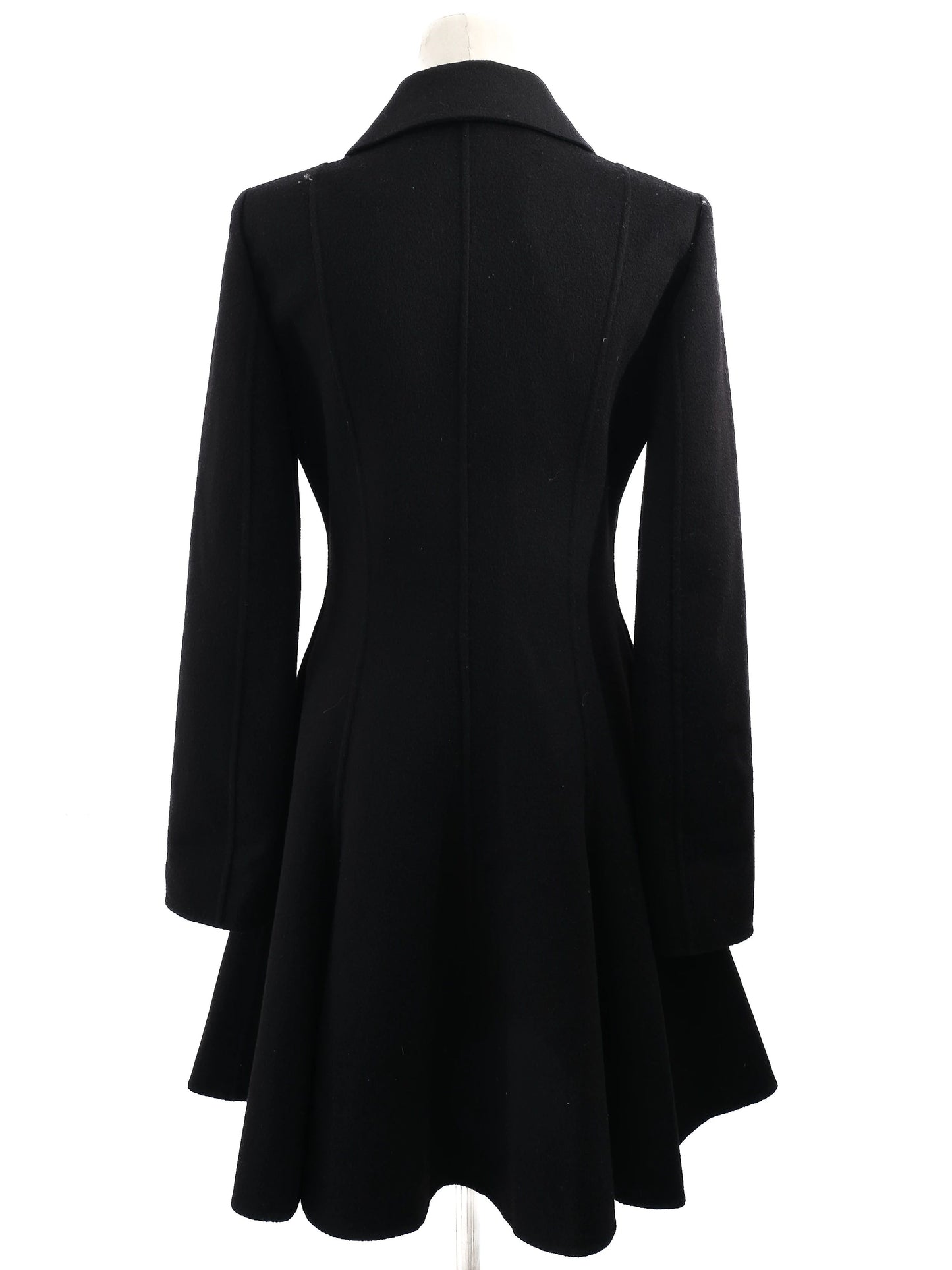 new valentino black flared wool coat xxs women