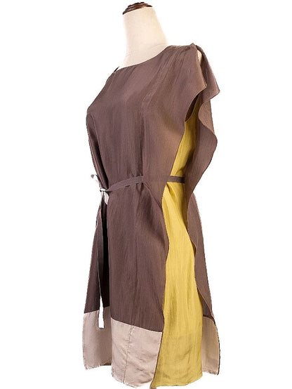 Good Trussardi Gray Silk Sleeveless Dress Size M with Belt