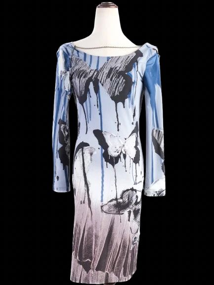excellent roberto cavalli womenõs dress m bold butterfly print