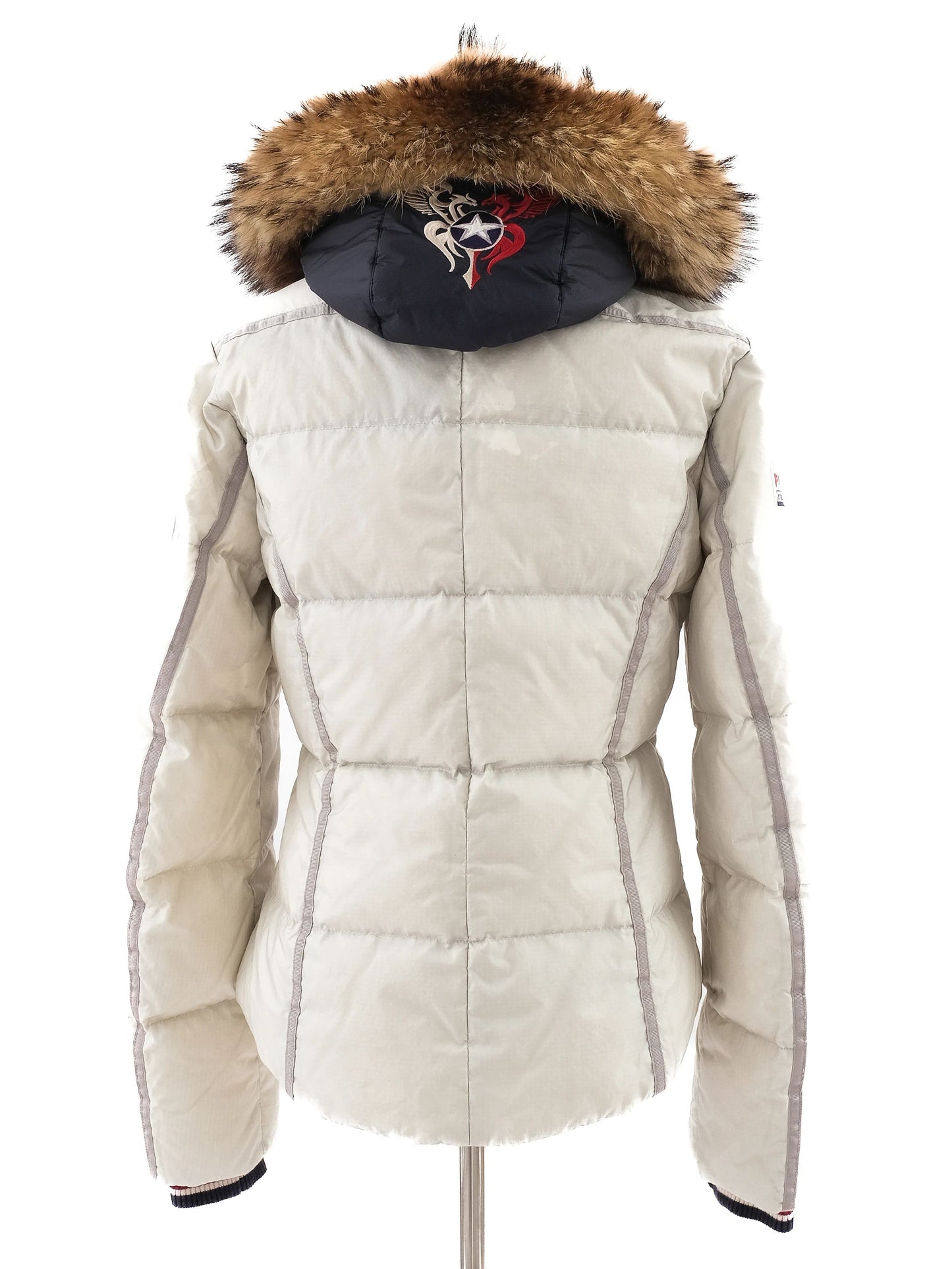 excellent bogner gray women's winter jacket with fur-lined hood size l