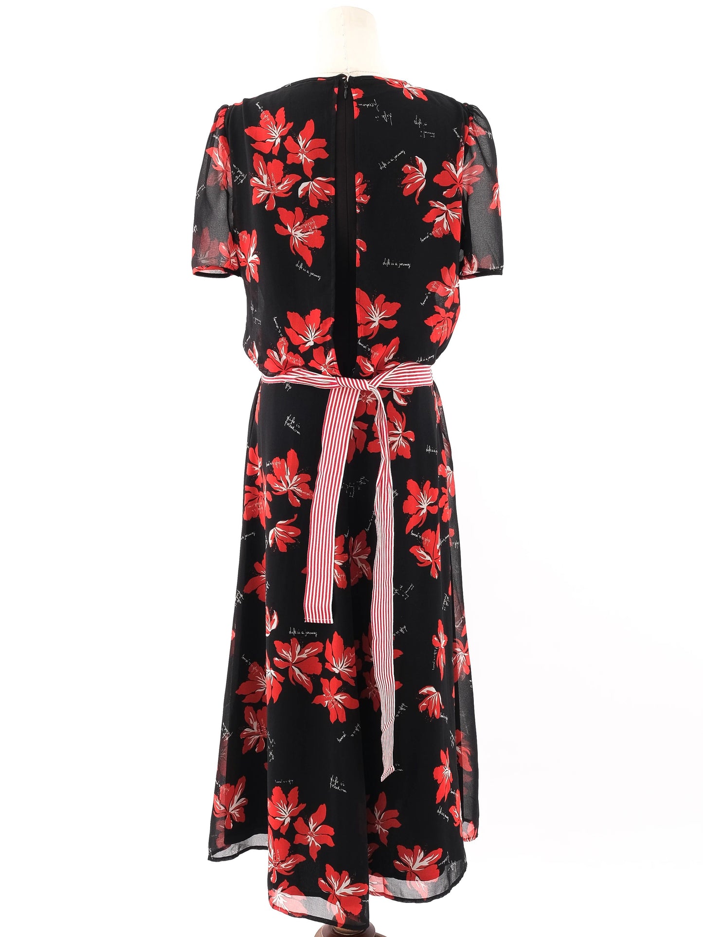excellent marella black floral dress xl with belt