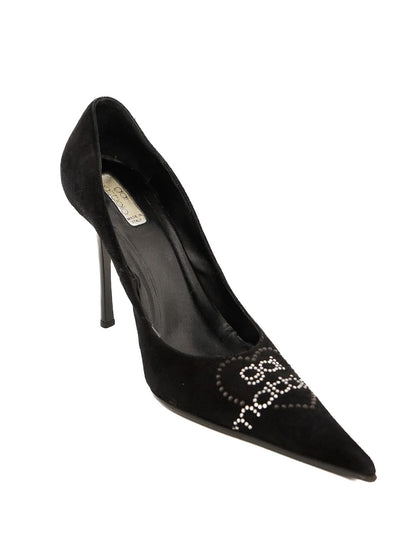 Excellent Gai Mattiolo Black Genuine Suede High-Heeled Shoes Size 37