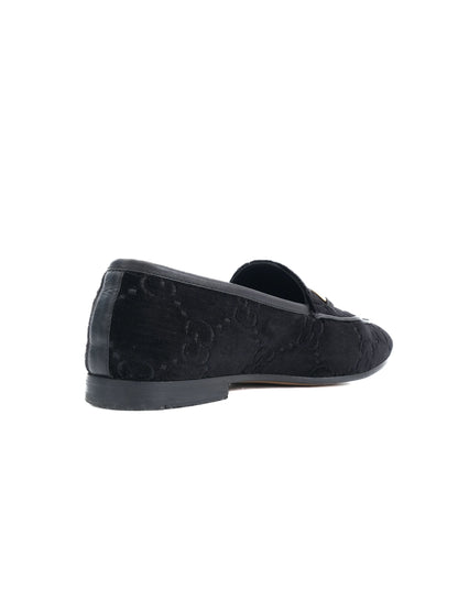 Excellent Gucci Black Genuine Suede Loafers Size 38 with Gold Bit Detail
