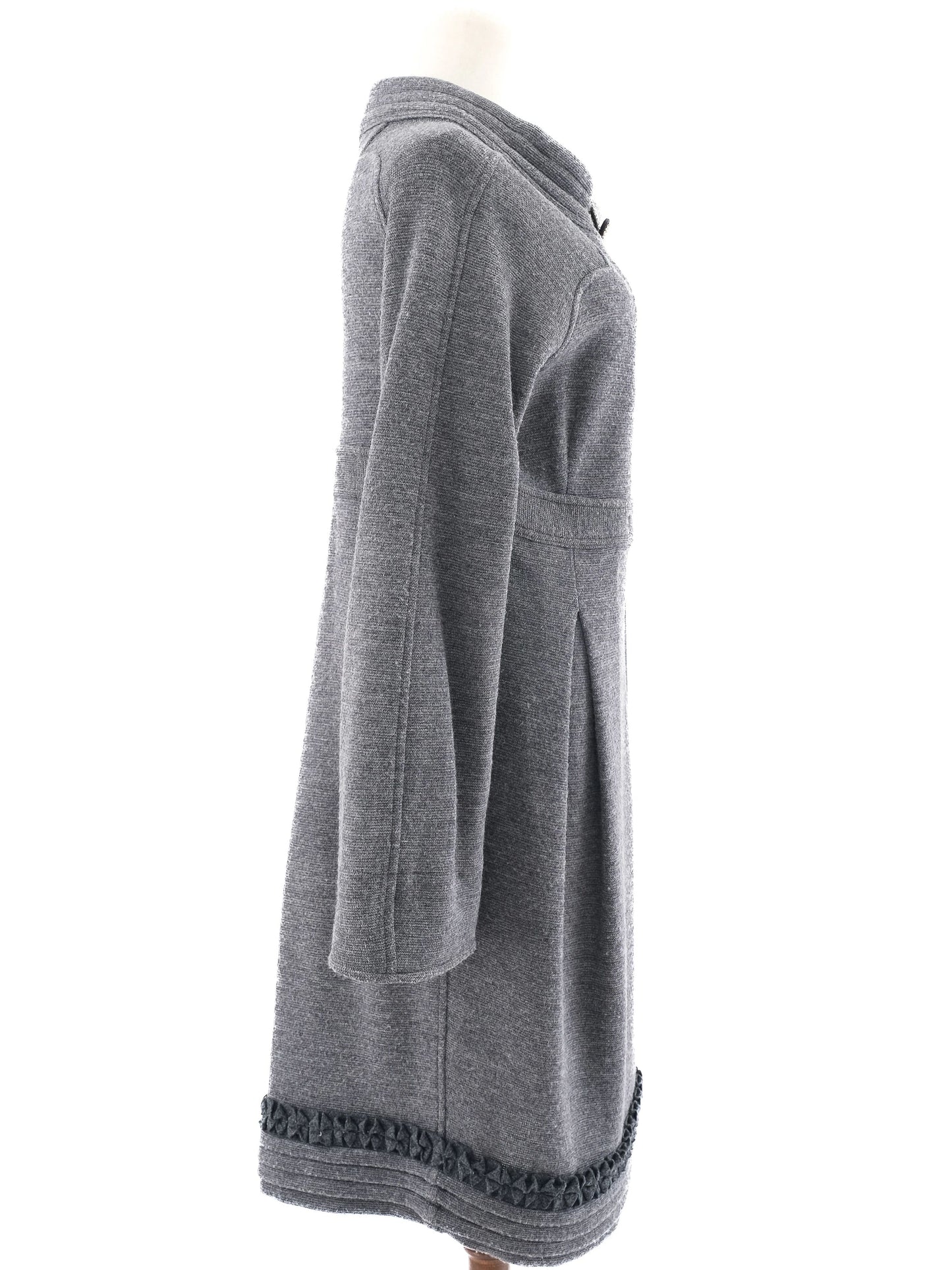 excellent class roberto cavalli gray wool women's coat with decorative trim
