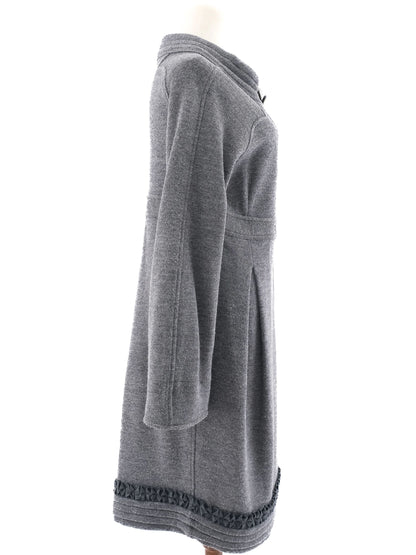 Excellent Class Roberto Cavalli Gray Wool Women's Coat with Decorative Trim