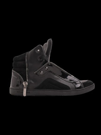 Excellent Sergio Rossi Black Leather High-Top Sneakers Size 37