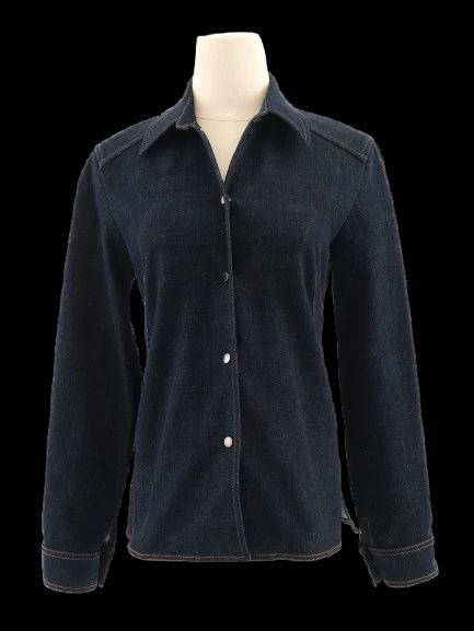 excellent loro piana blue denim button-up shirt size s