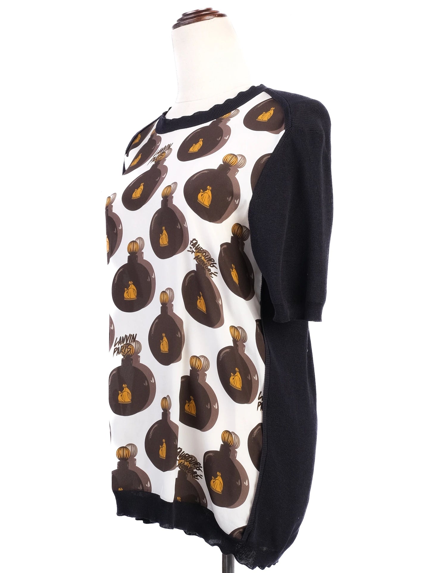excellent lanvin short sleeve sweater black combined m women