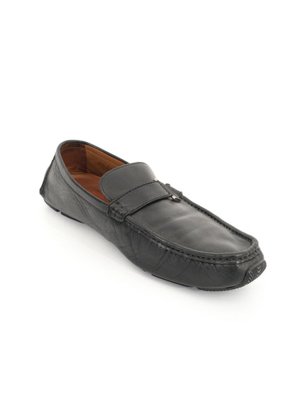 Excellent Bally Black Leather Loafers Size 45 for Men
