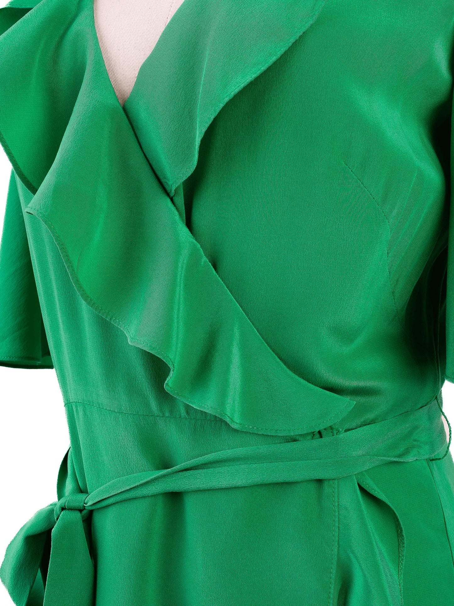 average condition karen millen green silk wrap dress size m
