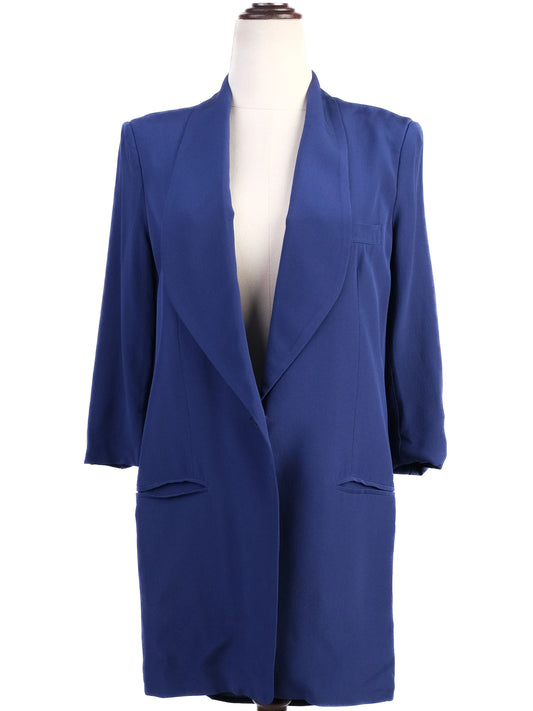 Excellent Dusan Blue Silk Blazer Size XS with Shawl Collar