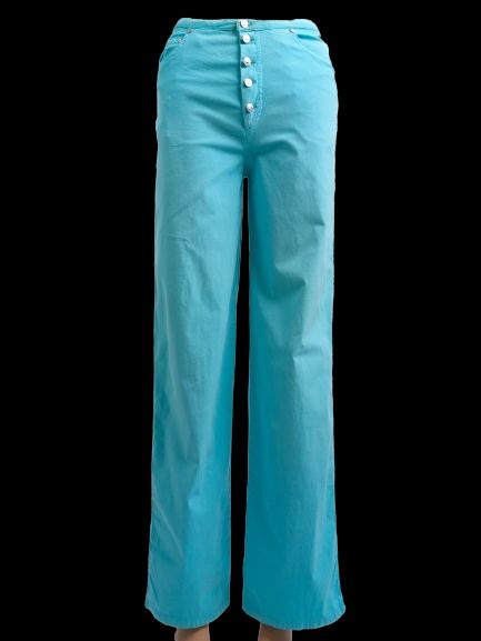 Excellent Kenzo Blue Wide-Leg Pants XXS Cotton Women
