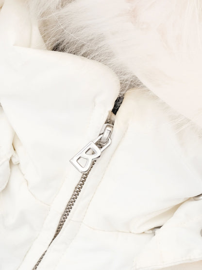 Perfect Bogner White Women's Snow Suit Size S with Fur Hood