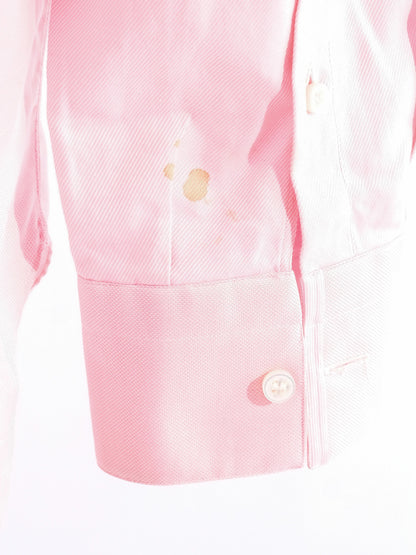 Excellent Feru Men's Long Sleeve Pink Cotton Button-Up Shirt Size L