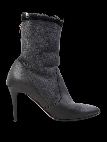 Jimmy Choo Black Leather High-Heeled Ankle Boots Size 35