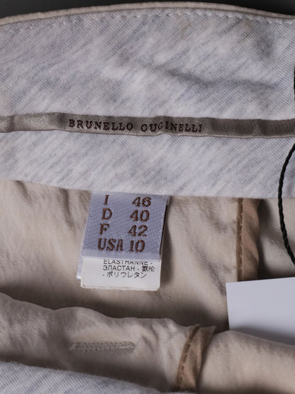 Excellent Brunello Cucinelli White Silk Pants Size XL Relaxed Fit